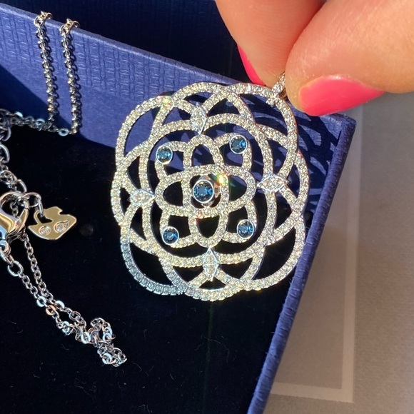 Swarovski Jewelry - SWAROVSKI sapphire blue and clear crystals silver tone necklace